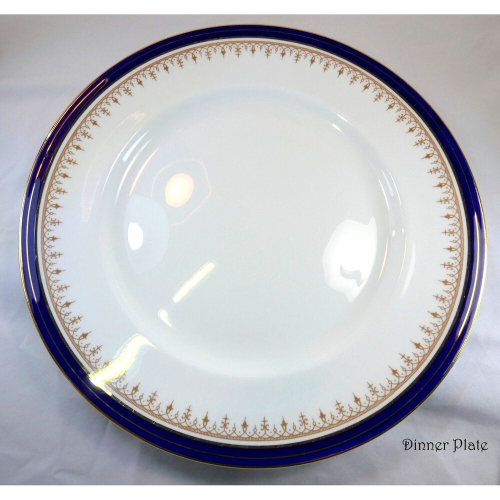 Aynsley Leighton 1646 Smooth Cobalt Blue Gold Fine Bone China 10.5" Dinner Plate